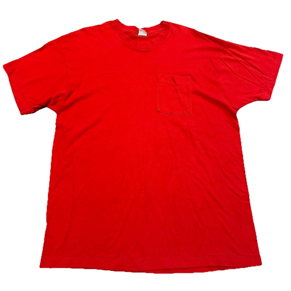 Vintage Fruit Of The Loom Single Stitch Pocket T Shirt XXXL Red Made in USA 90's